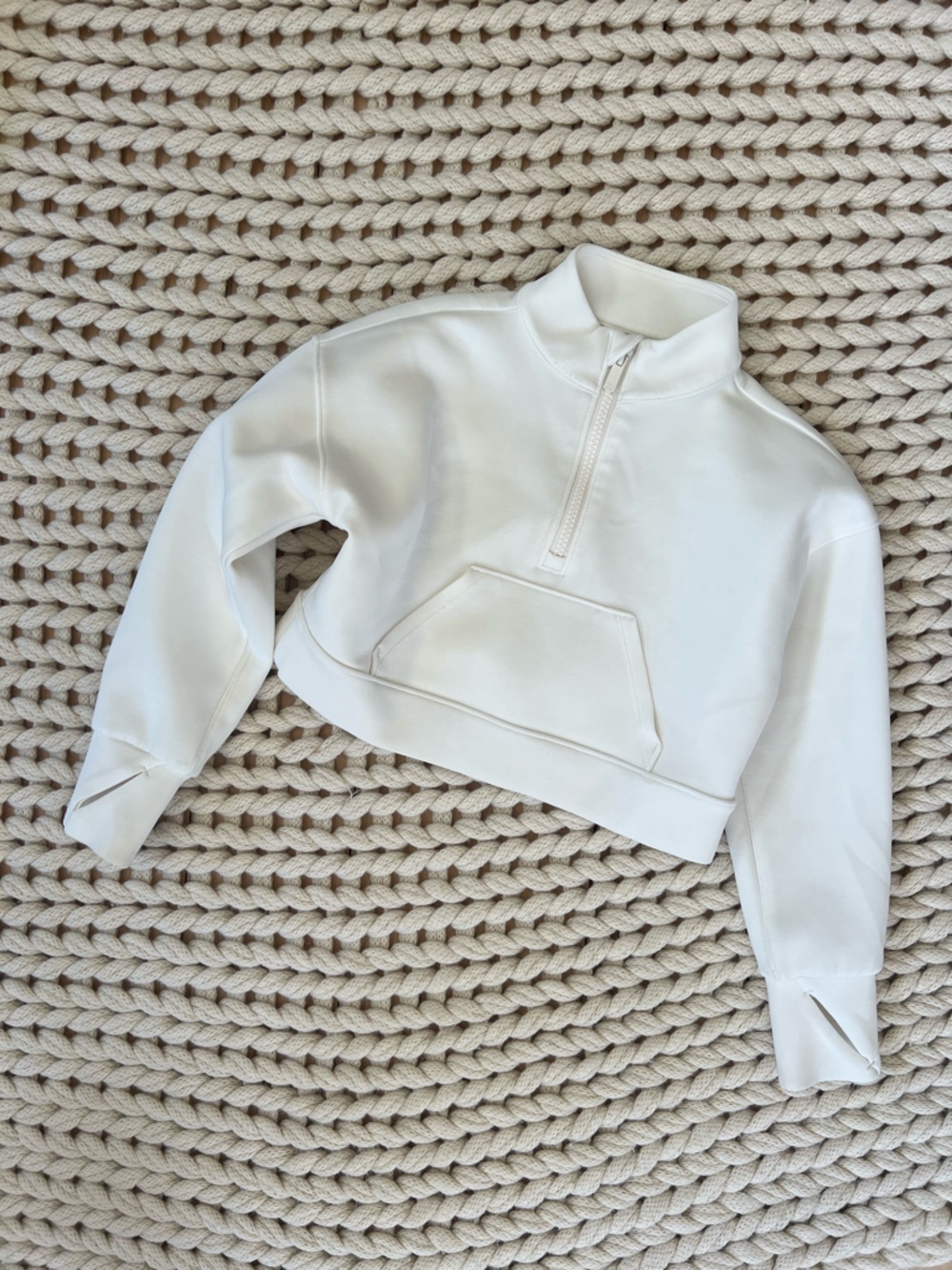 All in Motion size XS (4/5) girls Cropped White Quarter-Zip Pullover